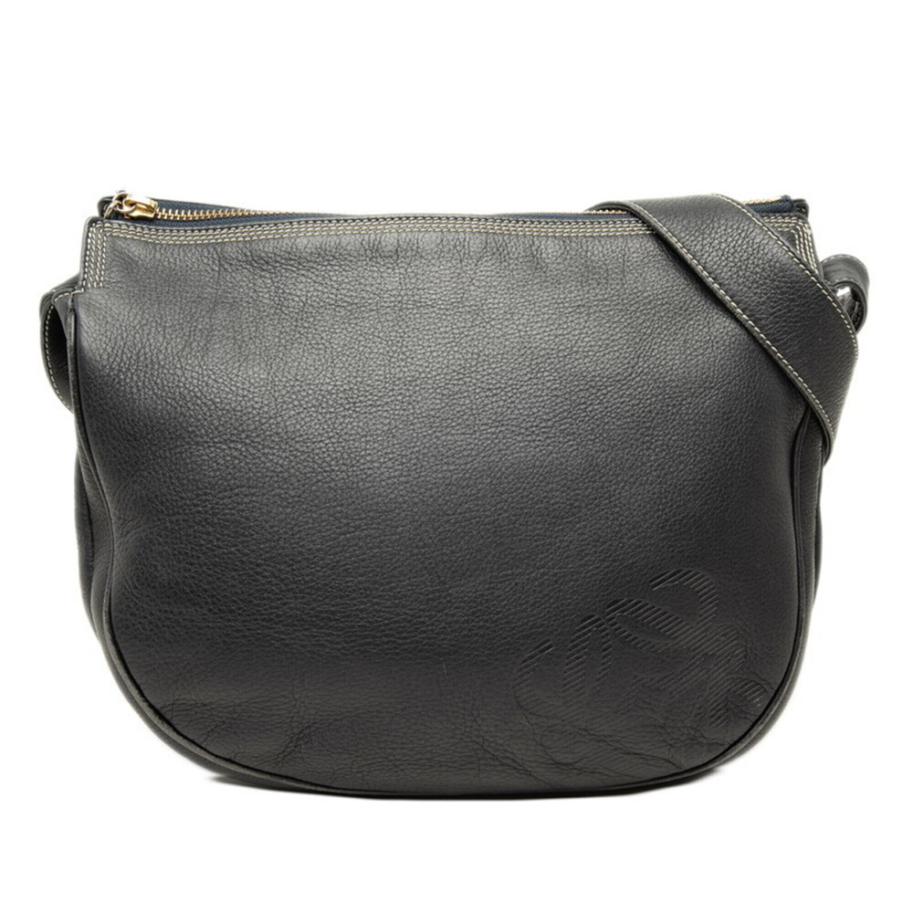 Loewe Anagram Crossbody Shoulder Bag, Navy Leather, Women's LOEWE